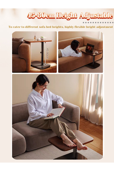 Generic Height-Adjustable 360° Swivel C Table | Multifunctional Side Table for Couch & Small Spaces