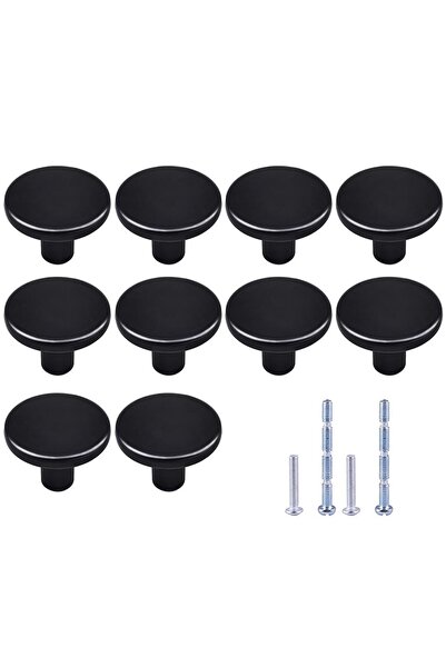 JZS Cabinet Knobs 10 Pack Round Drawer Knobs 37mm Matte Black