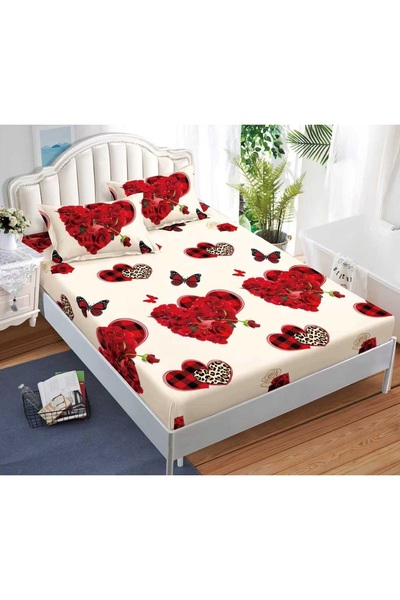 CHIRASO CHIRASO Fitted Sheet Set, Satin Cotton, 160x200 cm and 2 Pillowcases 52x80 cm