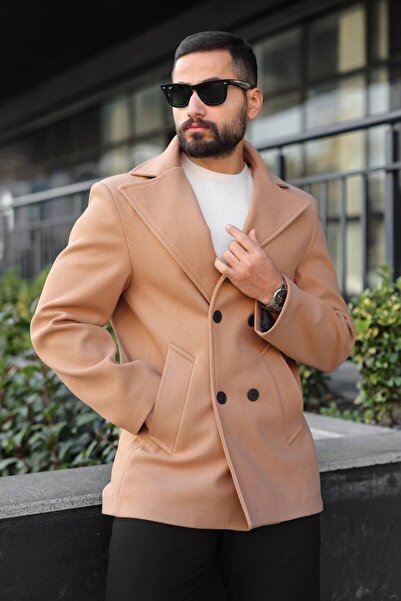 inpool Men'S, Double-Breasted Closure, Sport-Classic, Standard-Fit, Midi Length, Cashmere Coat 634