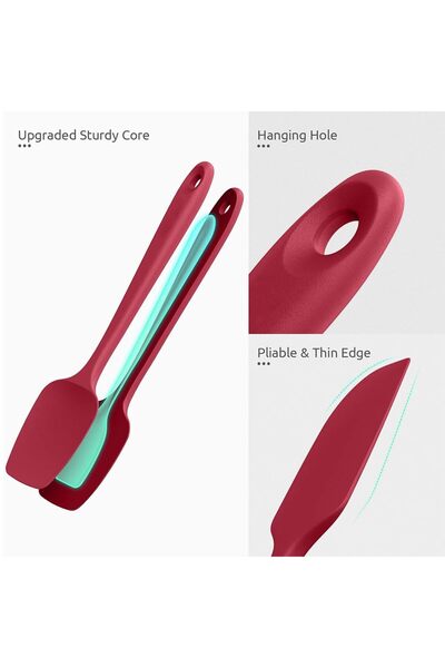 JZS Silicone Spatula Set 4 Pcs, Heat Resistant Bowl Scraper Black