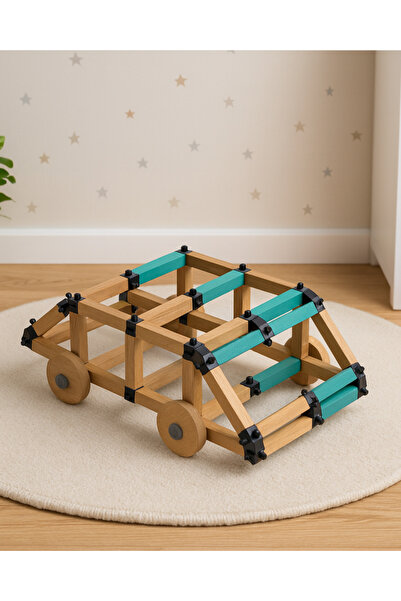 Woodika Toys Woodika Ahşap Araba Yapım Seti - Hareketli Tekerlekli Eğitici Oy...