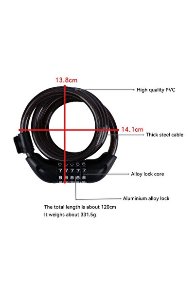 JZS 5-Digit Combination Cable Lock High Security Bicycle Lock Blue