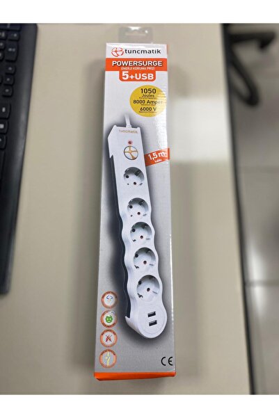 Tunçmatik AKIM KORUMALI PRİZ BEYAZ 5'Lİ + USB GİRİŞLİ