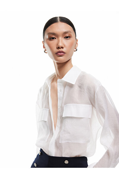 Koton Classic Collar Long Sleeve Shirt with Pocket Detail