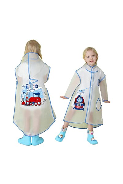 JZS Raincoat Poncho for Kids Waterproof Cartoon Transparent