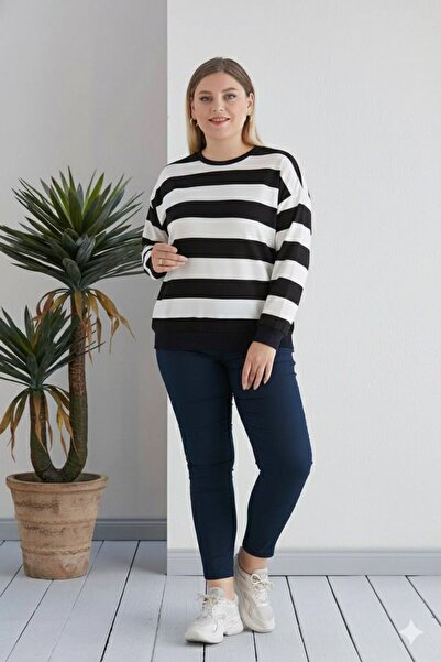 Orly More Μακρυμάνικη μπλούζα μαμάς από ύφασμα βισκόζης με λεπτομέρεια ρίγες