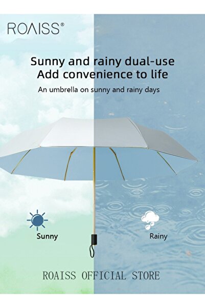 ROAISS 3 Fold Multi-functional Sun Umbrella with Super Sun and UV Protection Double-Layer Vinyl Sunshade 8