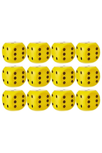 JZS Dice Set 30mm 12PCS Wooden for Board Games Yellow