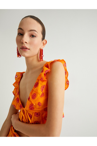 Koton Ruffled Crop Fisto Top