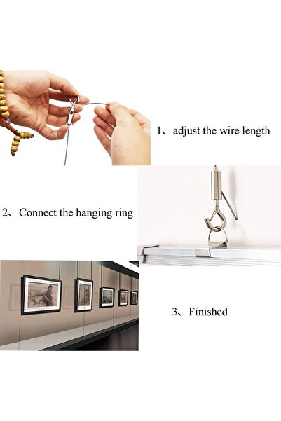 JZS Adjustable Picture Hanging Wire, 2m Stainless Steel Rope Hold 20kg, 2PCS