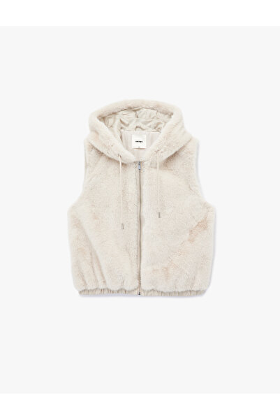 Koton Безрукавка з капюшоном на блискавці з плюшу
