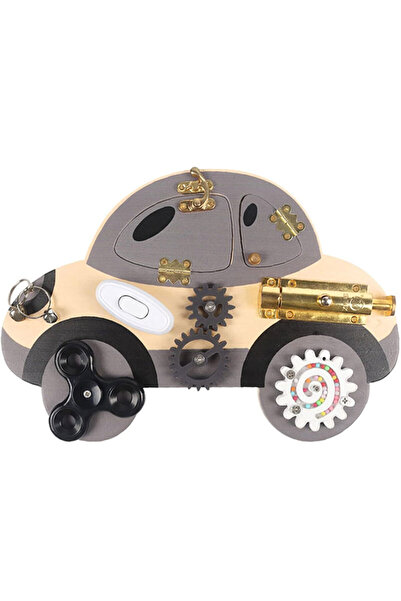 bebeLOGIC Placa Senzoriala Montessori Lemn , Tabla de activitati 8 in 1, model masina, bebeLOGIC™