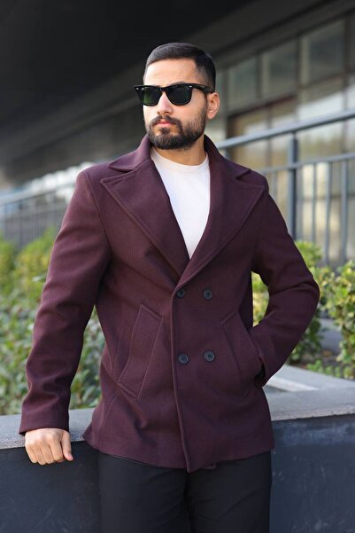 inpool Men'S, Double-Breasted Closure, Sport-Classic, Standard-Fit, Midi Length, Cashmere Coat 634