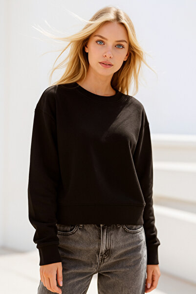 Rich Γυναικείο μπλουζάκι από μαύρο βαμβακερό interlock O oversized