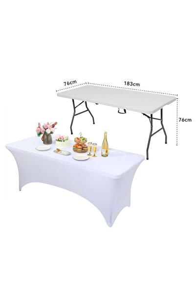 JZS Stretch Tablecloth Rectangular 6FT White