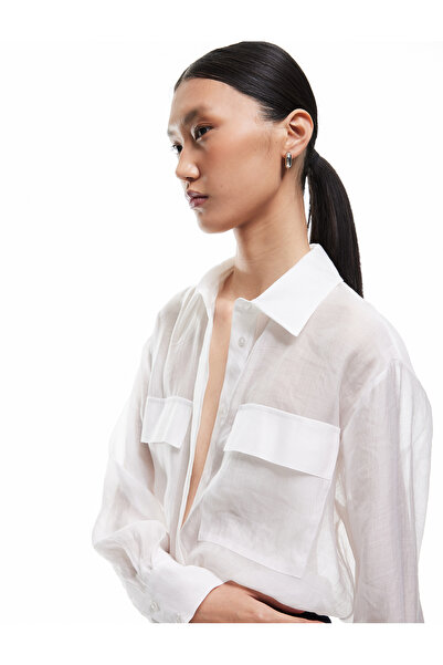 Koton Classic Collar Long Sleeve Shirt with Pocket Detail