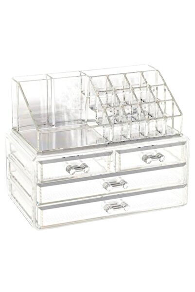 FORHOUSE Cosmetics organizer with 4 drawers and multiple compartments, plastic