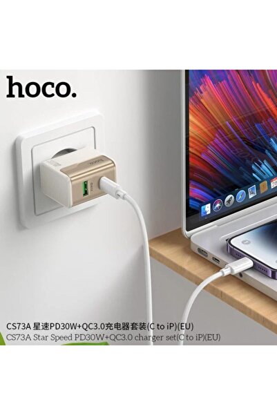 Hoco CS73A Adapter, USB + Type-C Ports, 30W, White