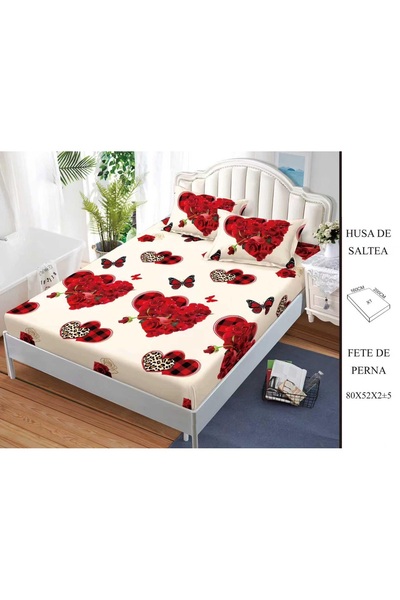 CHIRASO CHIRASO Fitted Sheet Set, Satin Cotton, 160x200 cm and 2 Pillowcases 52x80 cm