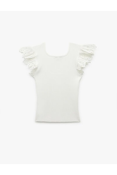 Koton Sleeveless Embroidered Ruffle Detailed Knit Blouse