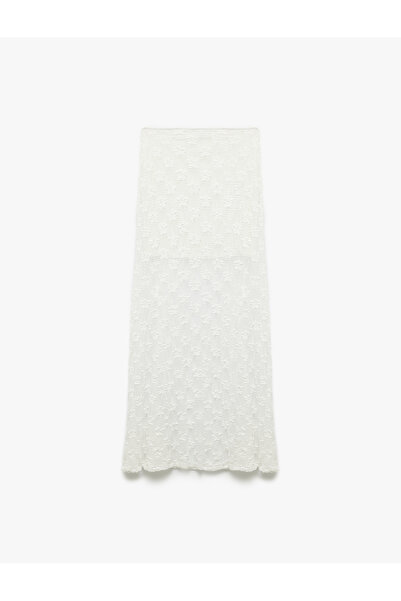 Koton Half-Lined Transparent Long Lace Skirt