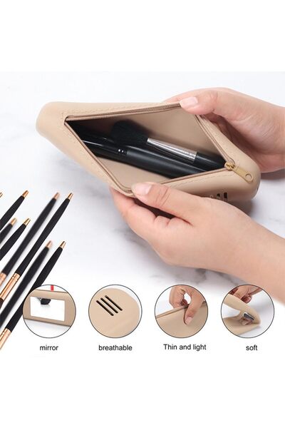 JZS Travel Makeup Brush Holder Silicon Zipper Waterproof