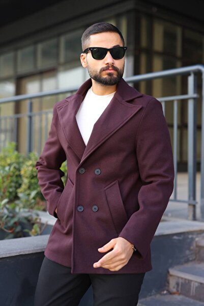 inpool Men'S, Double-Breasted Closure, Sport-Classic, Standard-Fit, Midi Length, Cashmere Coat 634