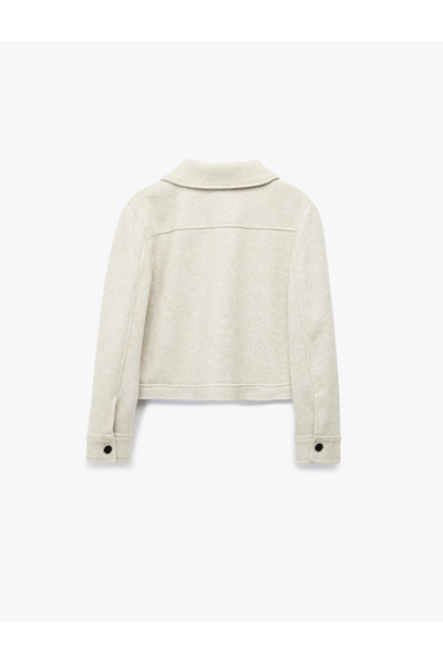 Koton Palton scurt cu buzunar cu broderie, mânecă lungă, cu fermoar