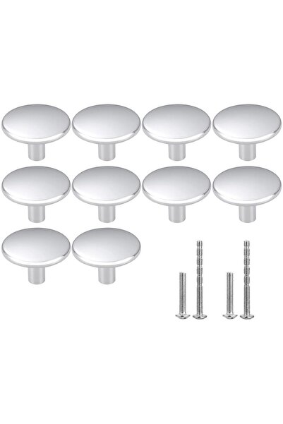 JZS مقابض خزانة دائرية مقاس 37 مم، عبوة من 10 قطع فضية