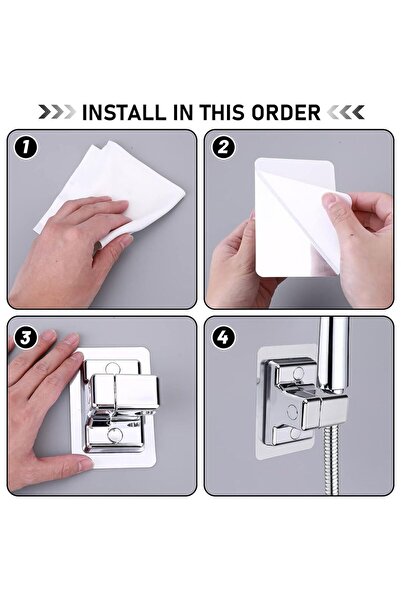 JZS Shower Head Holders, Adjustable Wall Mount Bracket 2PCS Silver