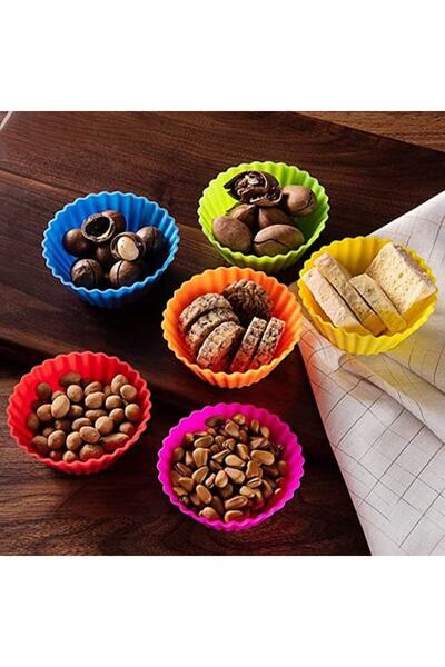 FORHOUSE Set of 24 Silicone Muffin/Cupcake Molds, Senmase, Reusable, 7x7 cm, Multicolor