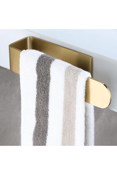 NO BRAND حامل مناشف ذهبي - 22 سم، ذاتي اللصق، ستانلس ستيل