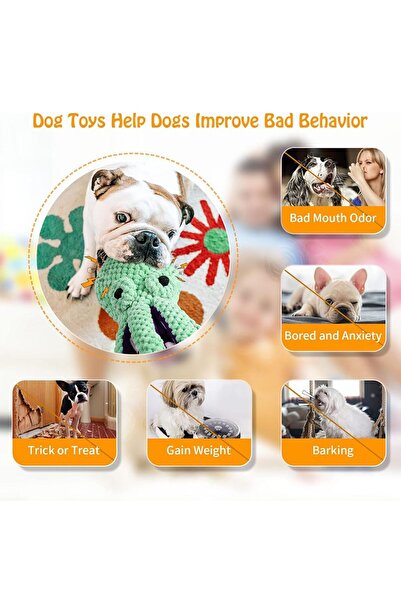 JZS Squeaky Dog Toys Durable Octopus Chew Plush for Dogs Purple