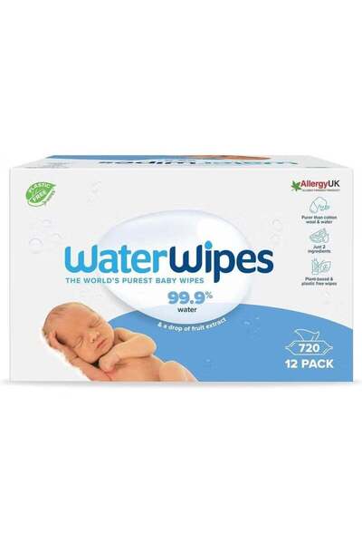waterwips Water Wubble Waterwipes 720 Sheets Mega Value Box Baby Wipes - 12 x 60 - White