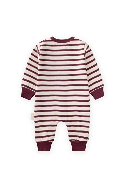 Cigit Striped Knitwear Jumpsuit 0-3 Years Old Plum