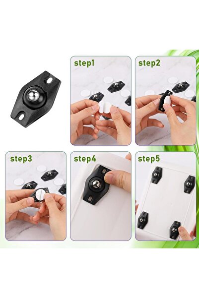 JZS Self Adhesive Caster Wheels, 16 Pcs Sticky Pulley for Furniture Black