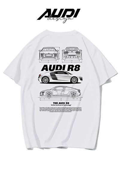 Freeyez Tricou Unisex Oversize Audi R8 cu Tehnologia WHİTE
