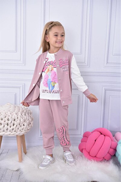 LİLLYPİCCA Girl's College Cardigan with Pockets - Long Sleeve Sweatshirt - Double Pocket Sweatpants 3-Piece Set