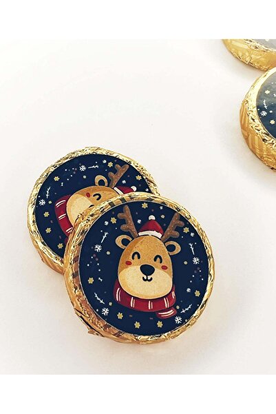 OEM Set 10 bucati Monede de ciocolată cu ren amuzant 3cm, 10g