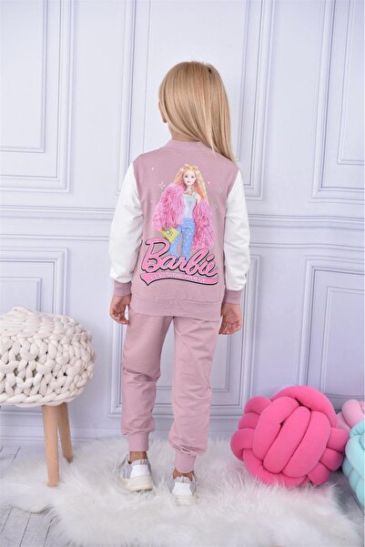 LİLLYPİCCA Girl's College Cardigan with Pockets - Long Sleeve Sweatshirt - Double Pocket Sweatpants 3-Piece Set
