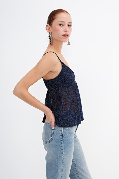 Addax Strappy Beaded Blouse A17718
