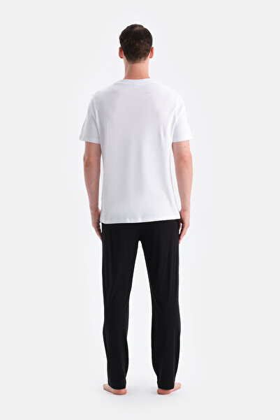 Dagi Μπορντό-Μαύρο Βαμβακερό Μοντάλ Διπλό Πλεκτό Παντελόνι