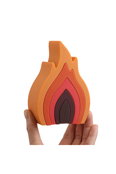 Pitikot Pitikot® Stacking Toy Set of 5 – Montessori Flame, Soft Silicone, Red