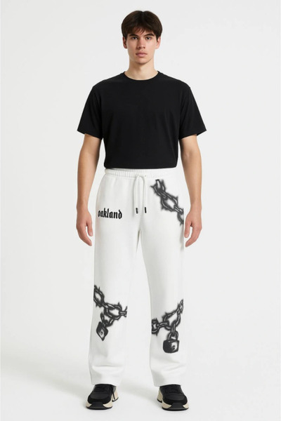 fourblack بنطال رجالي من القطن بثلاث خيوط B مطبوع بجيوب جوجر باجي بانتالون O ...