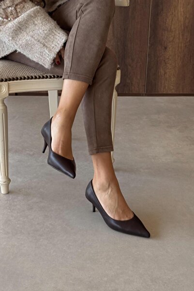 nope21shoess Sava Brown Genuine Leather Stiletto