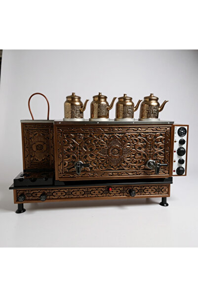 Copper Atelier 1St Class Tea Boiler with Copper Electric and Natural Gas 3 Teapot 35 Lt Capacity