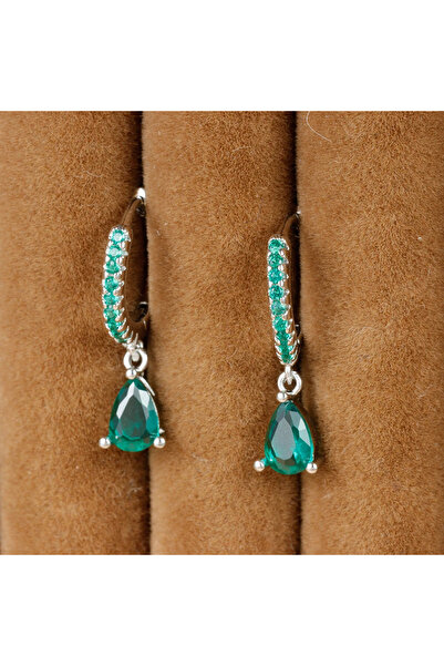 Choice حلق صغير من الفولاذ المقاوم للصدأ بتصميم جديد من قطعتين فضية-خضراء للن...