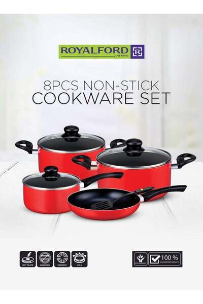 ROYALFORD 8 Pcs Non-Stick Aluminium Cookware Set