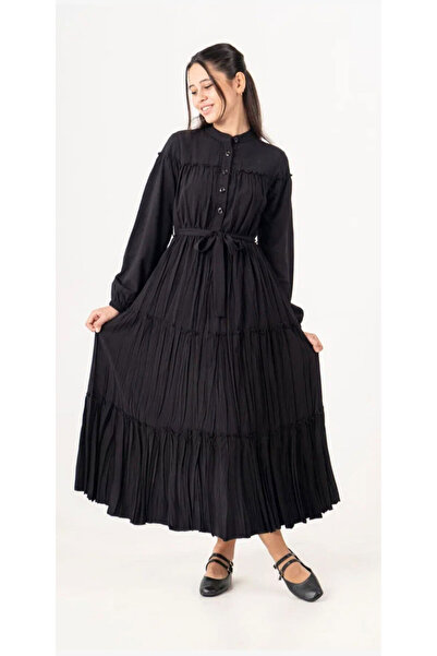 Asortix Дълга скромна рокля за момичета - с подплата - свободна кройка и лека - ELB-0049-4979